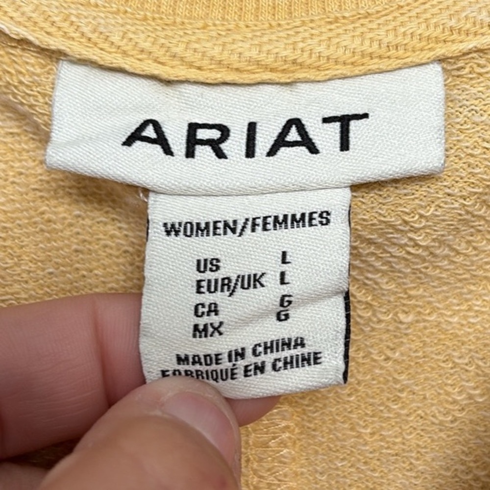 ARIAT STEER HEAD YELLOW PULLOVER WOMENS LARGE - Picture 4 of 4